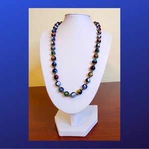 Gorgeous Navy Millefiori Necklace 
Murano Glass Italy 18”